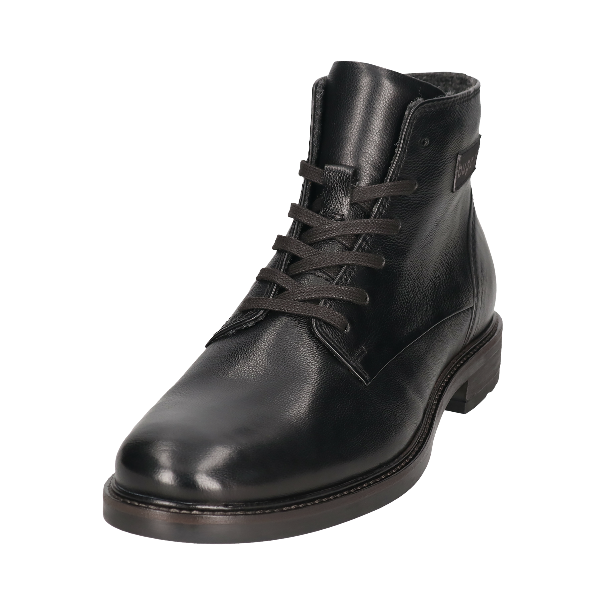 Black leather lace-up boots