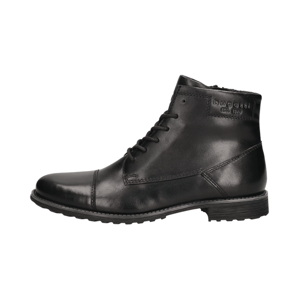 Bottes Bugatti En Cuir Lisse Pour Homme - Noires, à Lacets Et Fermeture éclair Latérale - Confortables Et Style Décontracté - 7