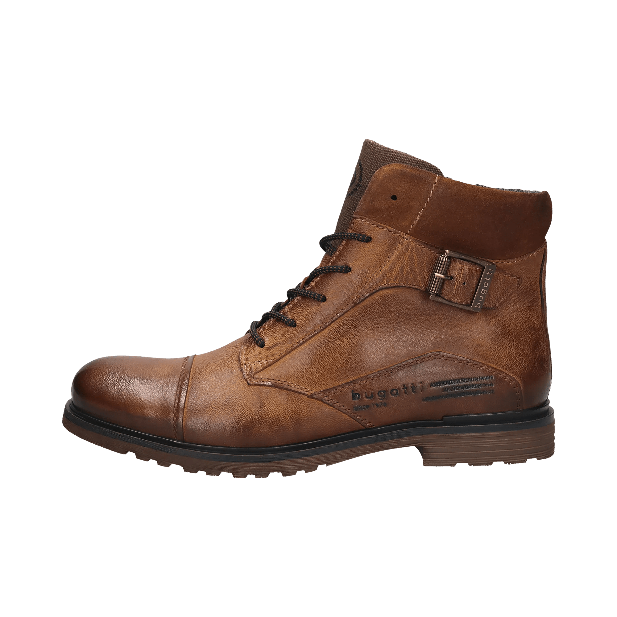 Light Brown Bugatti Boots Men's Shoes Bugatti Leather Lace-up