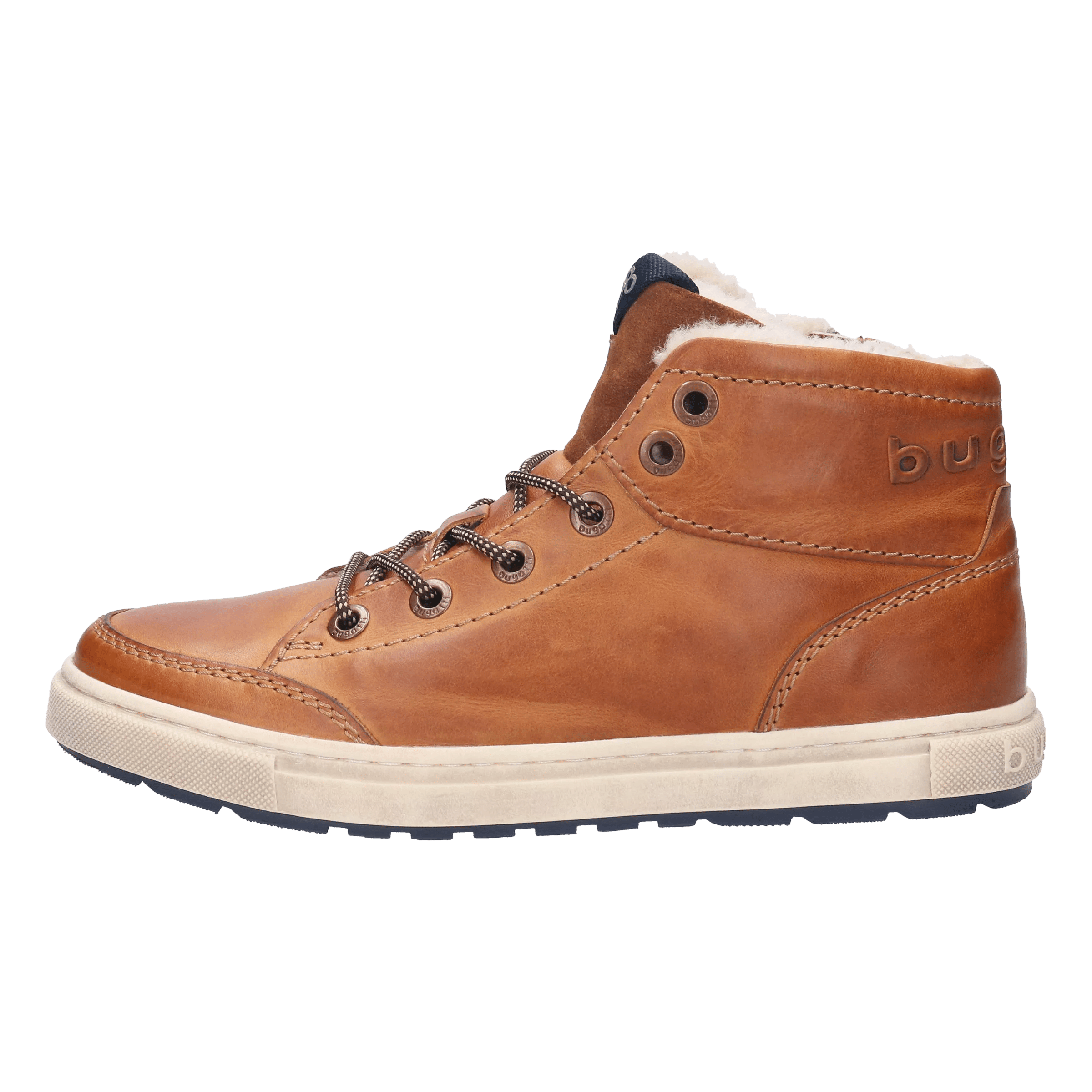 bugatti Leather Lace up Boots Cognac Vintage Look Soft Faux Fur Lining bugatti shoes