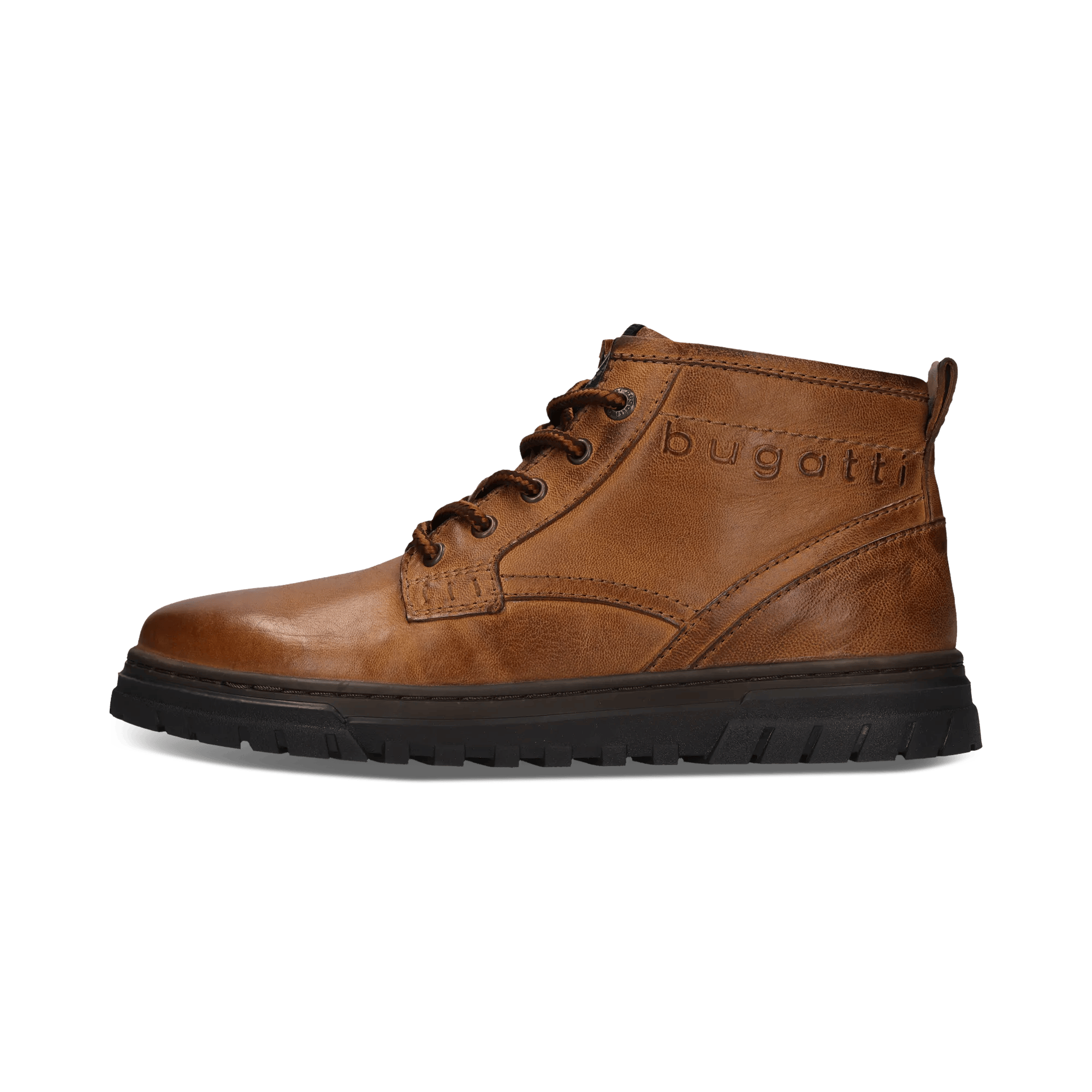 Cognacbraune Herren-Schnürstiefel aus Leder