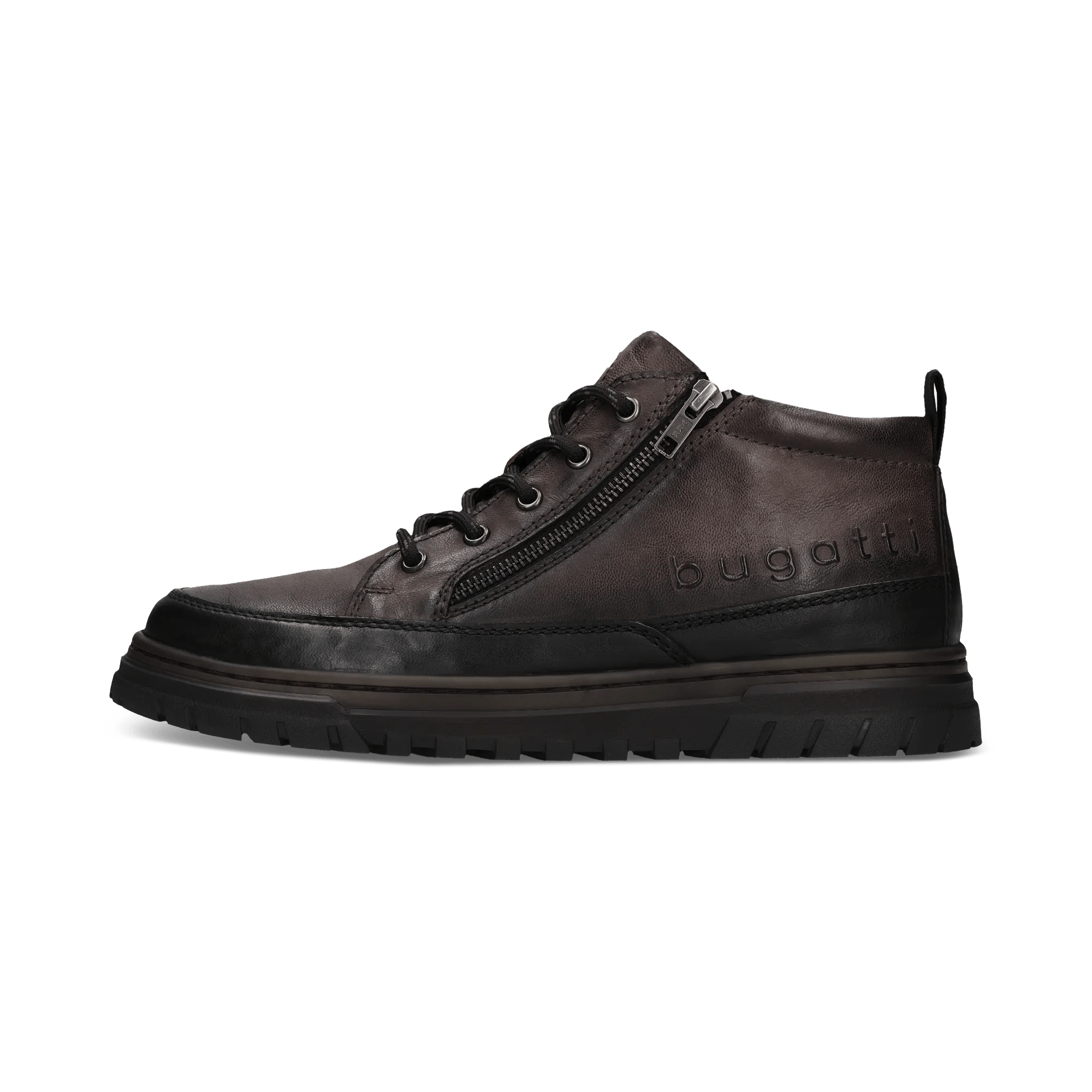 Dunkelgraue Schnürstiefel aus Leder