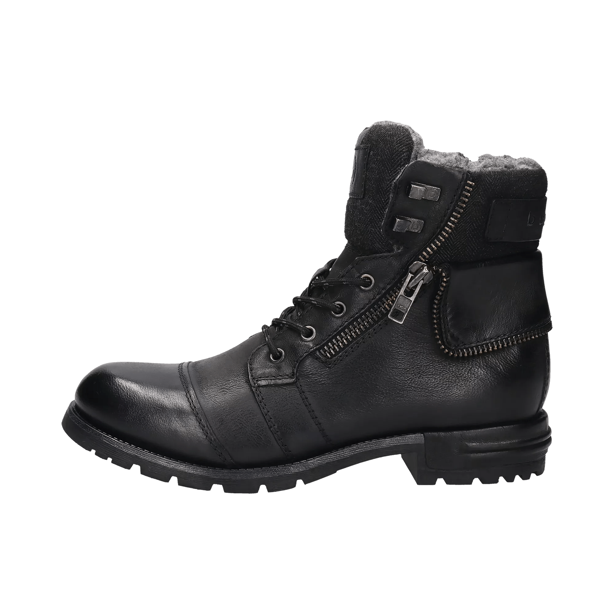 Black leather lace up boots