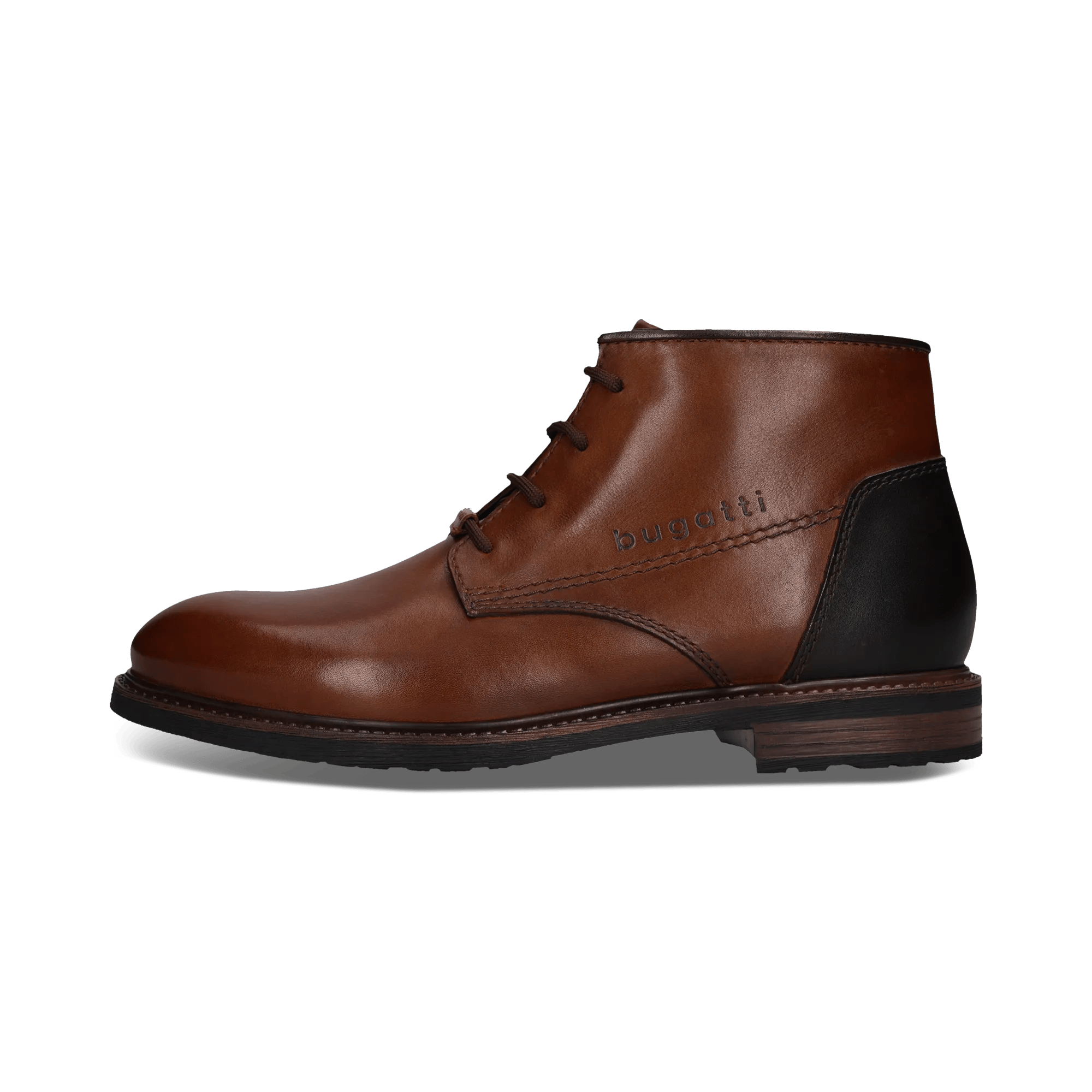Cognacbraune Schnürstiefel aus Leder