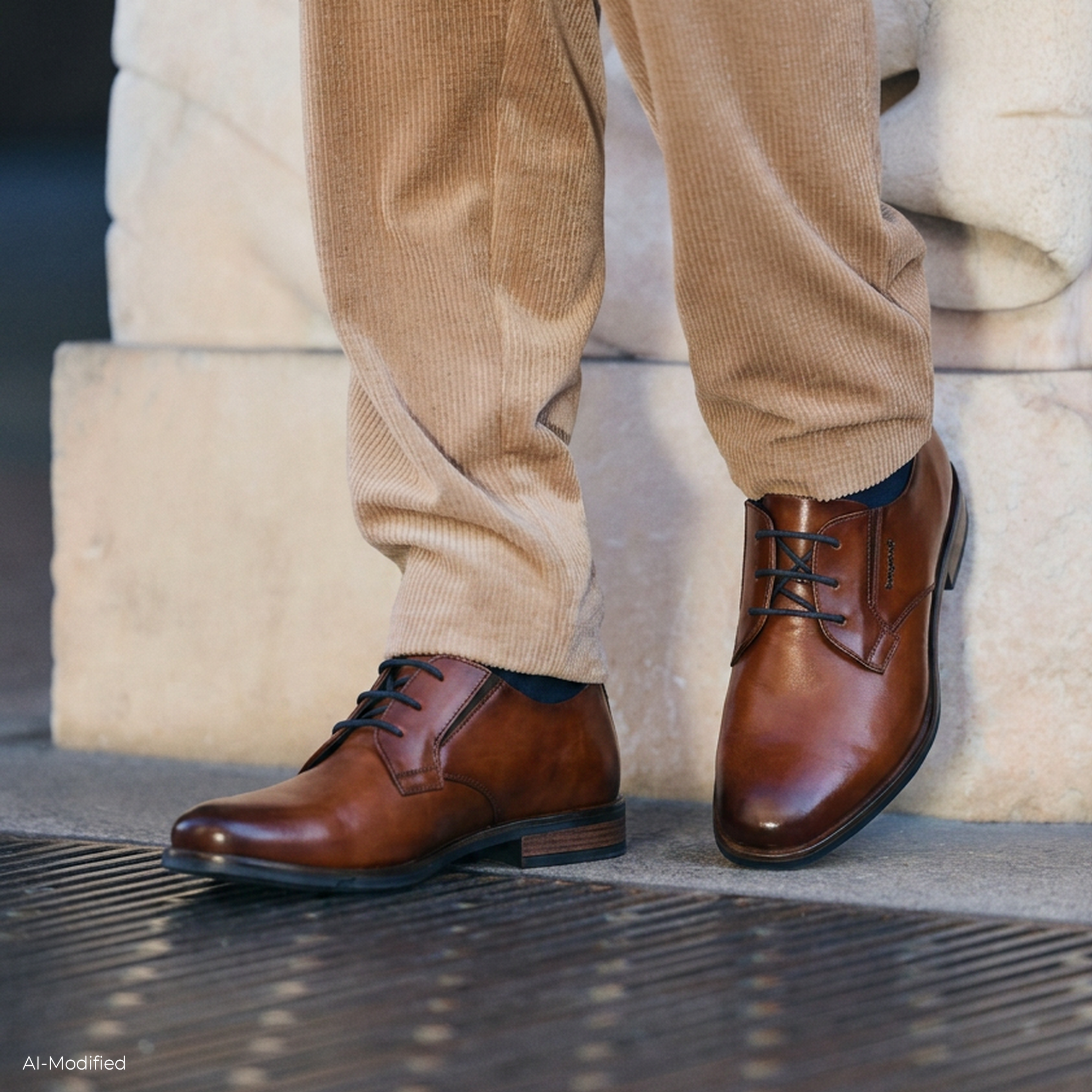 Leather Business Lace Shoe Armo Comfort cognac