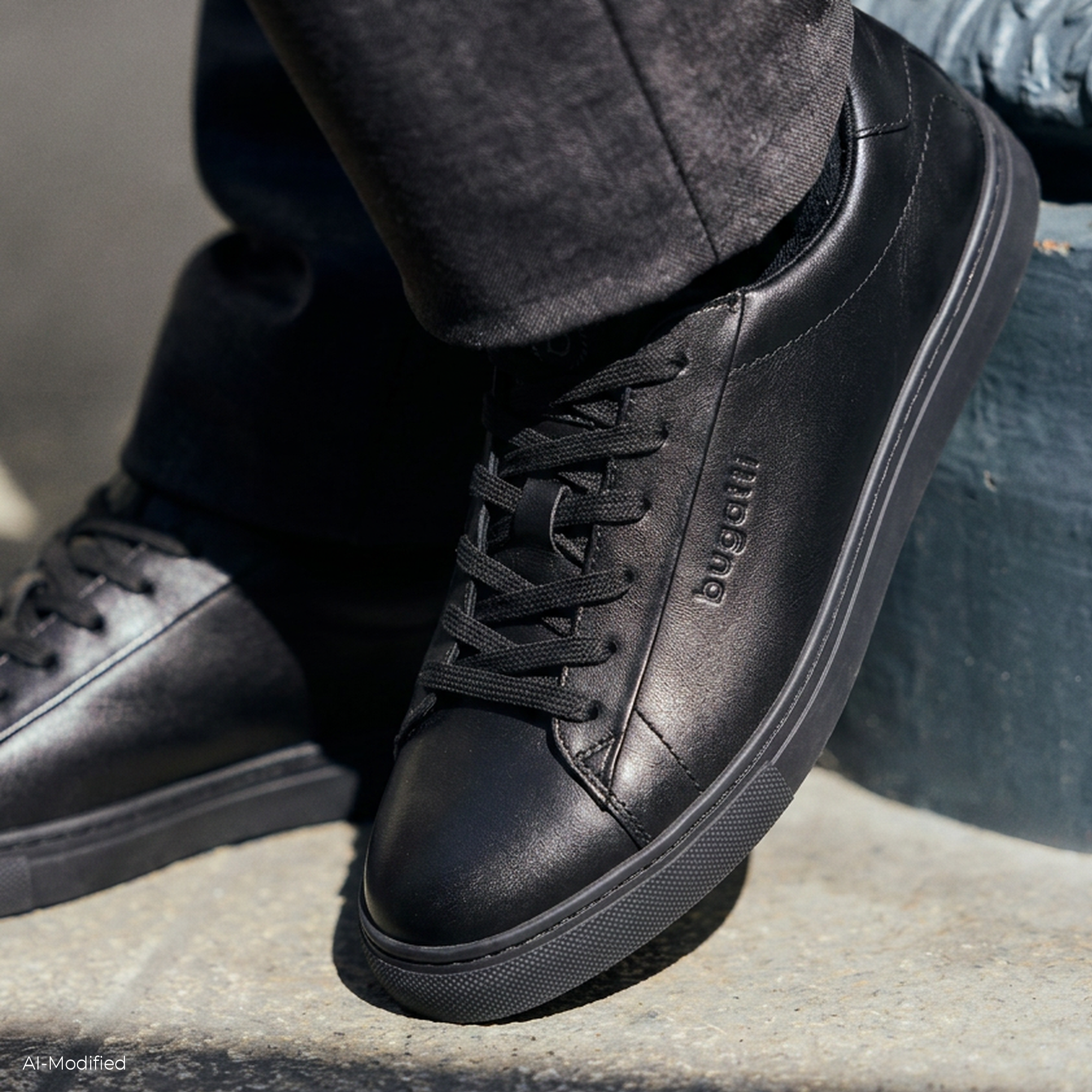 Leder Sneaker schwarz