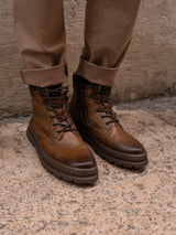 Leder Schnürstiefel cognac