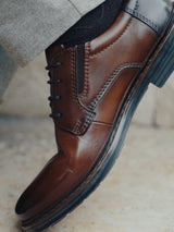 Leder Business Schnürer cognac