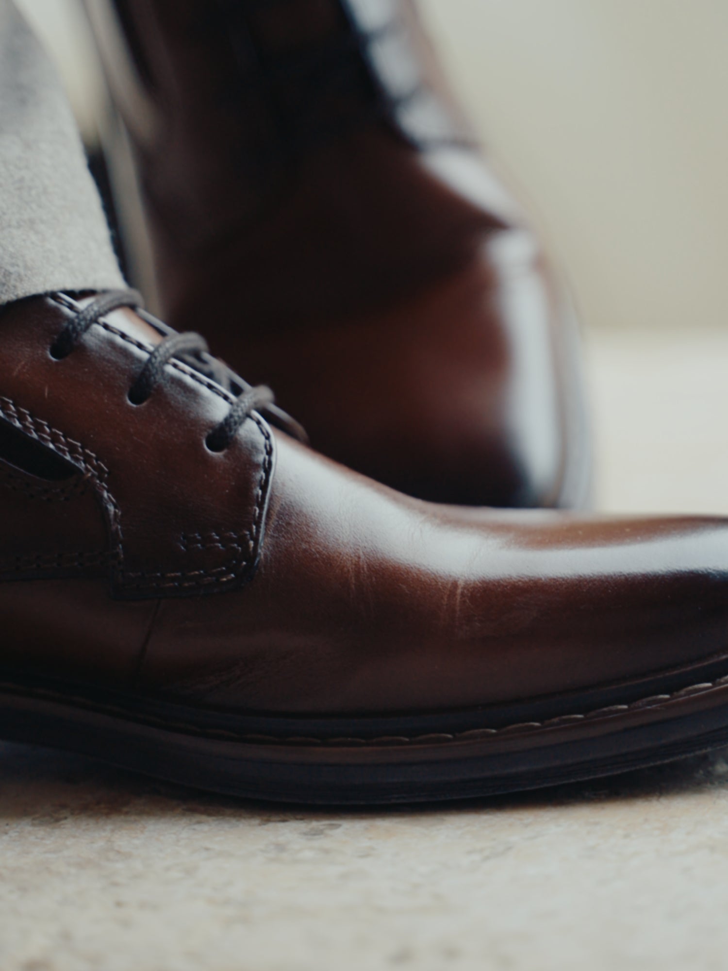 Leder Business Schnürer cognac