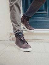 Leather Lace-up Boots dark brown