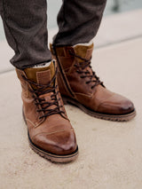 Leder Schnürstiefel cognac