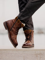 Leder Schnürstiefel cognac