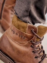 Leder Schnürstiefel cognac