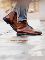 Leder Schnürstiefel cognac