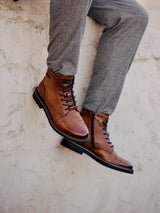 Leather Lace-up Boots cognac