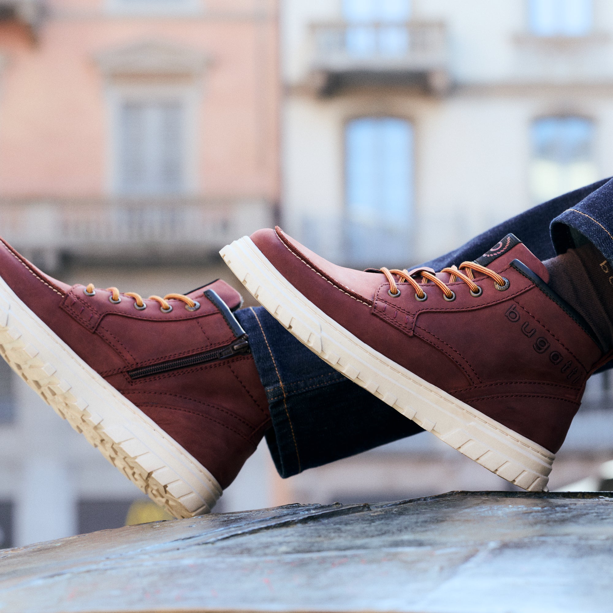 Leder Schnürstiefel bordo
