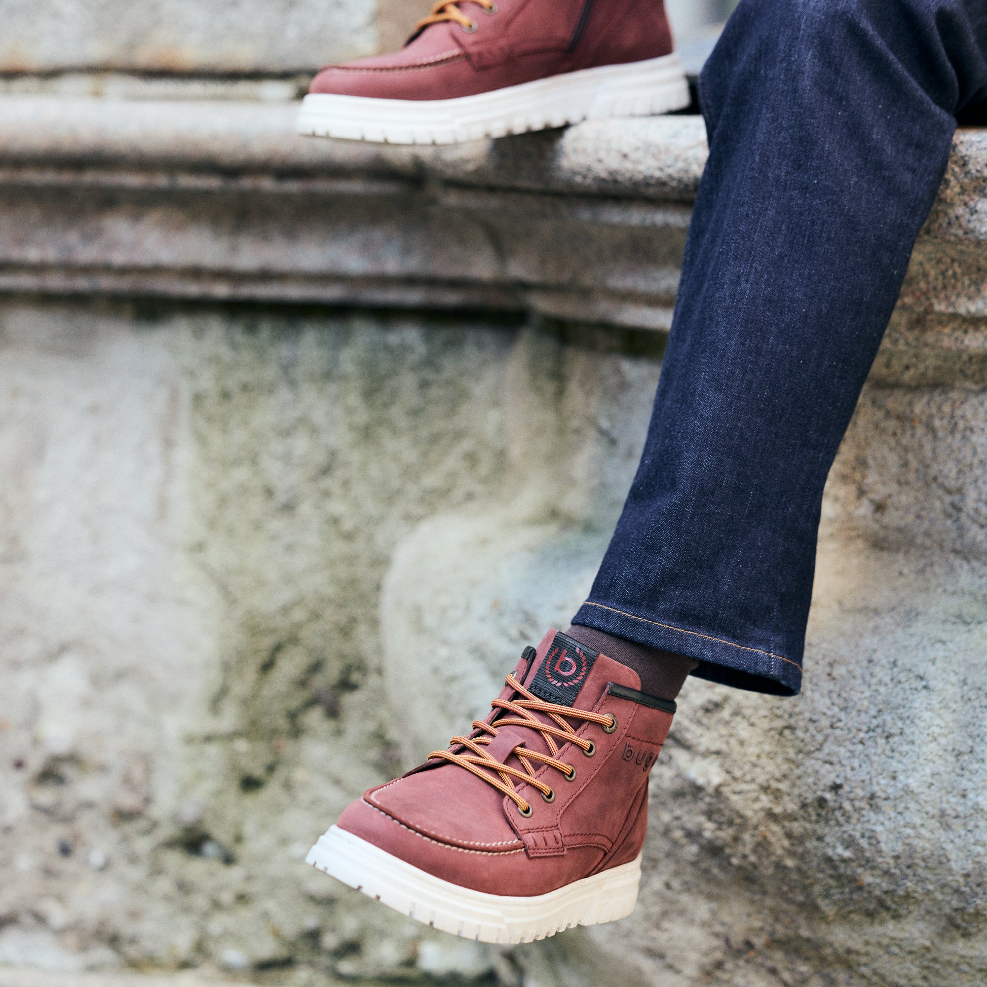 Leder Schnürstiefel bordo