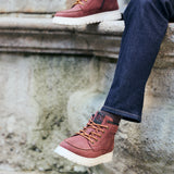 Leder Schnürstiefel bordo