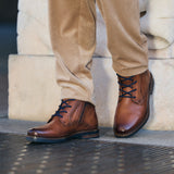 Bottine Lacée Cuir Cognac