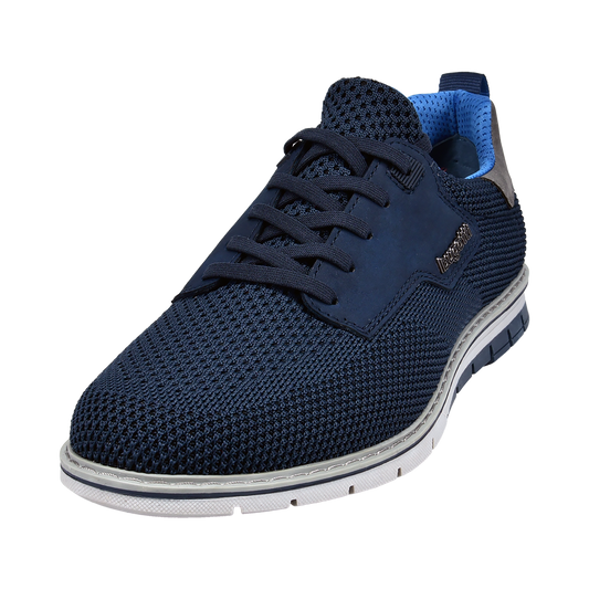Sandman lace-ups dark blue with breathable textile material