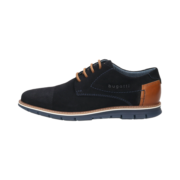 Bugatti Herren Livorno Flex Evo Schnürschuh – Dunkelblau, Echtleder, 44 EU, Business Komfort